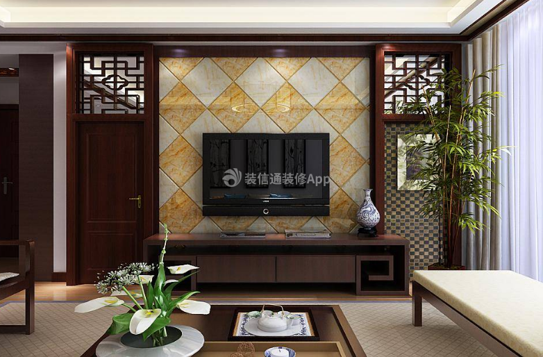 国一梦巢137平米中式风格电视墙装修图片