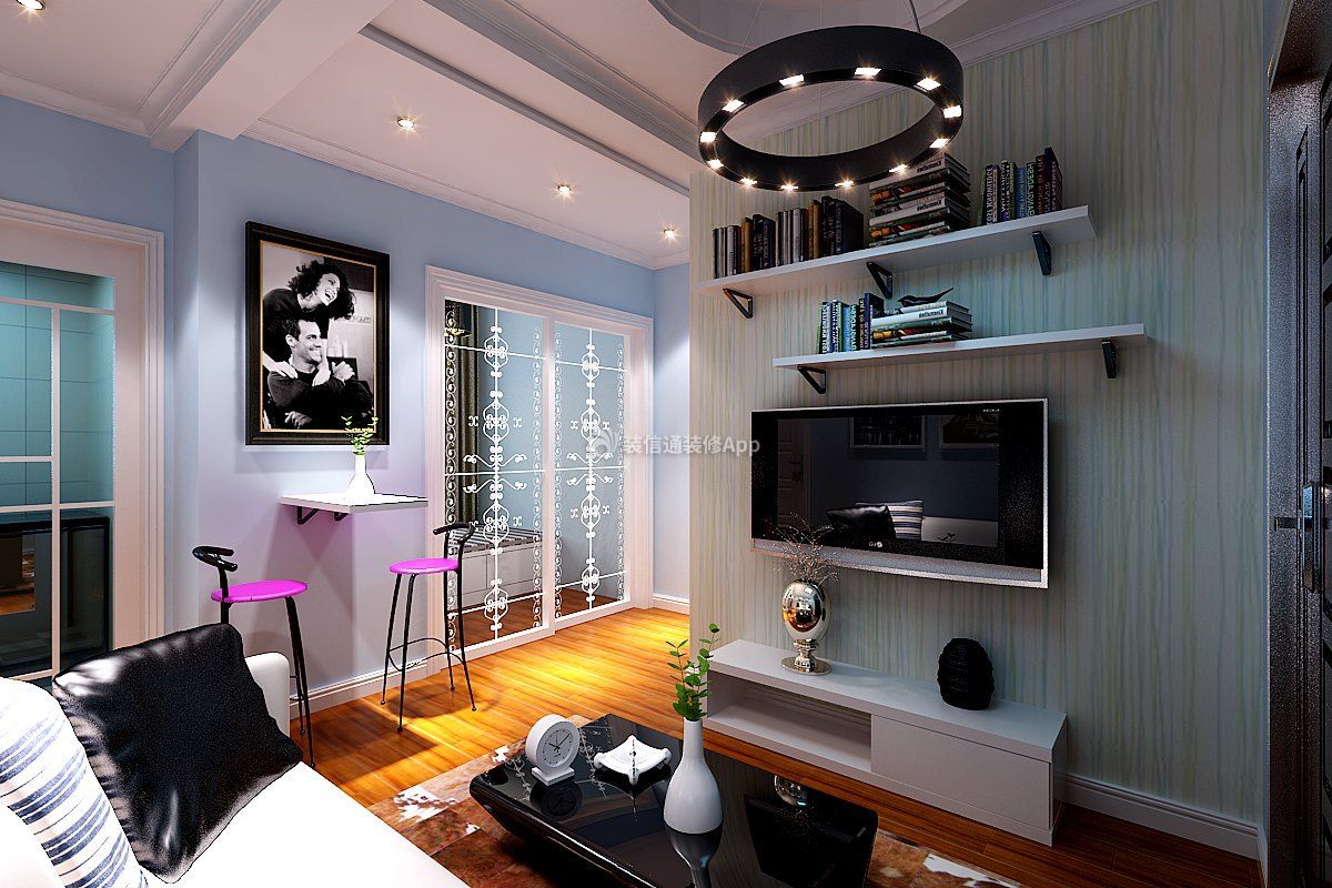 阳光新城70㎡现代风格客厅电视墙装修效果图