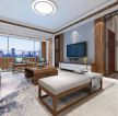 力扬时代100㎡新中式风格客厅沙发装修效果图