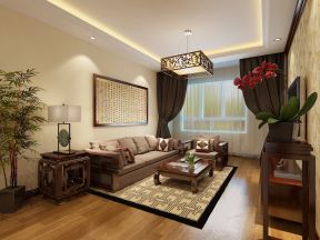 中式风格107平三居室客厅装修效果图片赏析