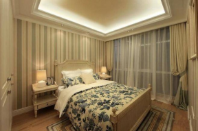 百悦城124平米三居室美式田园卧室窗帘设计图