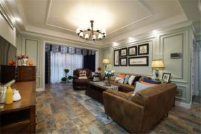 新月明珠花园美式148平四居室客厅装修案例