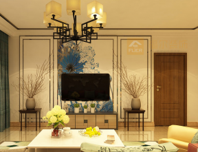 工程學(xué)院125平三居新中式電視墻裝修設(shè)計(jì)圖
