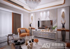 领秀江景127平现代风格客厅电视柜设计效果图