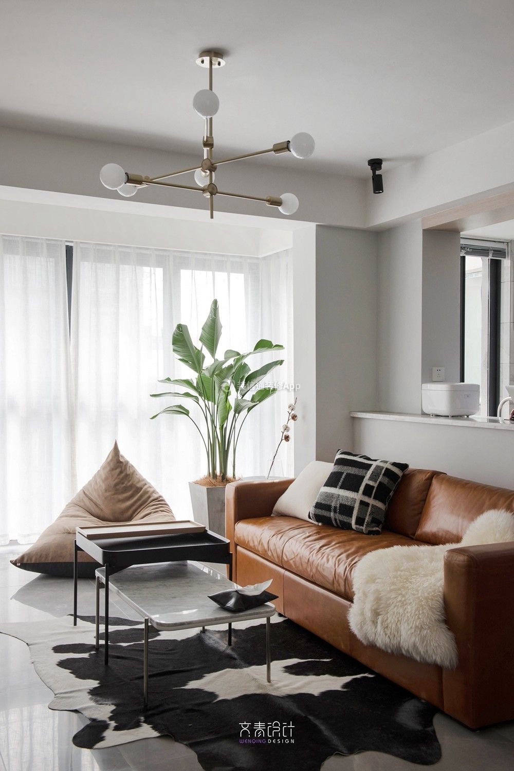 欧式风格小户型公寓客厅灯具装潢装修设计图