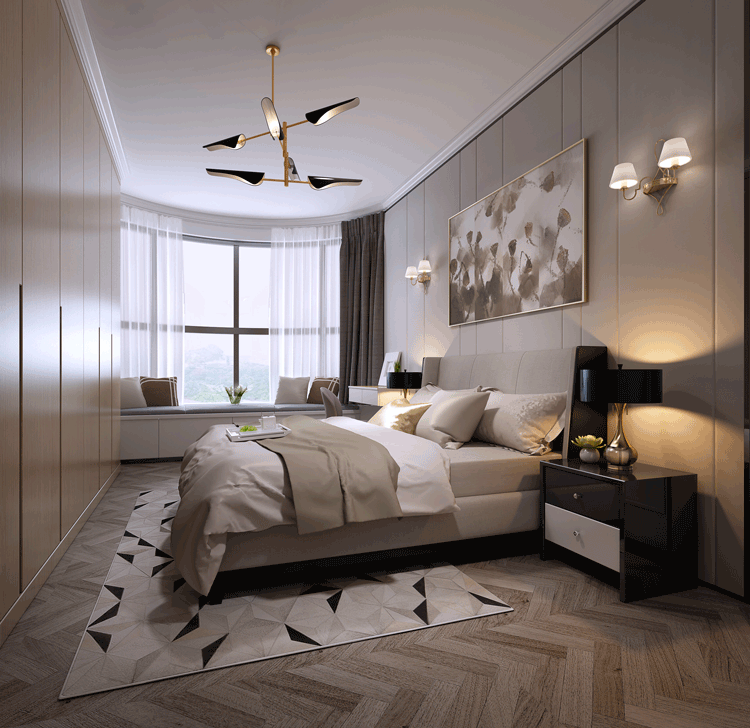 珠江帝景现代简约120平三居室卧室装修案例