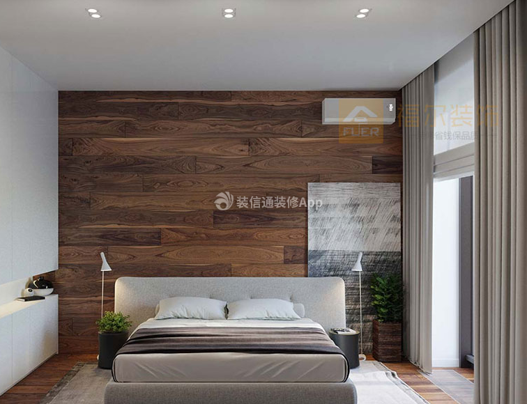 坤泰新界60平一居后现代风格卧室背景墙图片