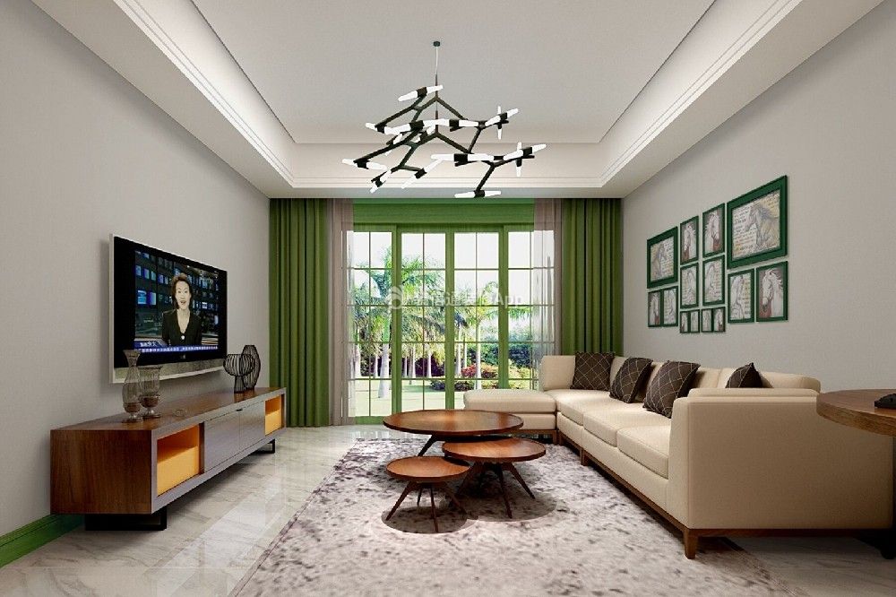 正源时代123平米三居室中式风格客厅装修设计效果图