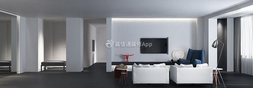 遂宁大院450平别墅现代风格客厅简约电视墙设计图