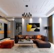 保利江语城150平大平层现代风格客厅背景墙几何装饰画效果图