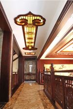 500平中式风格别墅走廊吊顶灯具装潢装饰效果图
