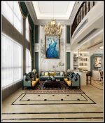 创嘉别墅300平美式风格沙发背景墙装修设计效果图欣赏