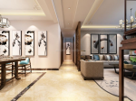 中海华山龙城中式风格111平米三居室走廊吊顶装修设计效果图