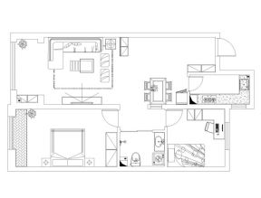 欧式风格89平米三居室装修户型图大全
