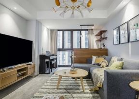 国博城70平欧式风格客厅灰色布艺沙发装修图片