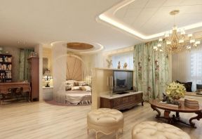 蓝滨帝景两居80平欧式风格客厅卧室设计图片