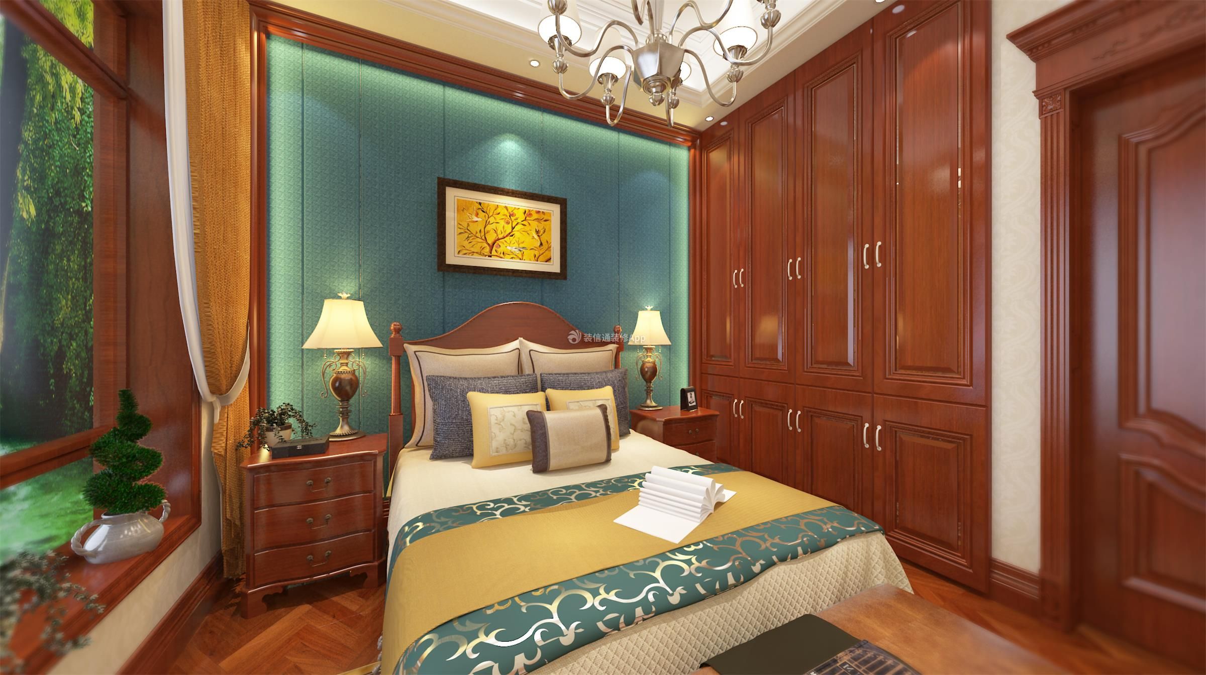 香格里拉300平米中式卧室装修设计效果图案例