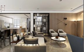 孔雀城210平米现代简约别墅客厅装修设计效果图