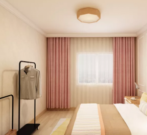 塞纳绿洲混搭风格新房卧室粉色窗帘图片欣赏