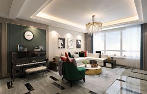 东安瑞凯国际轻奢风格客厅白色沙发装潢效果图