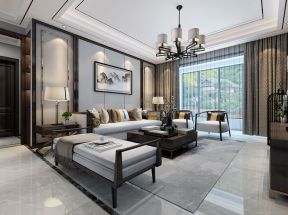 华润二十四城170平中式风格客厅沙发摆放设计图