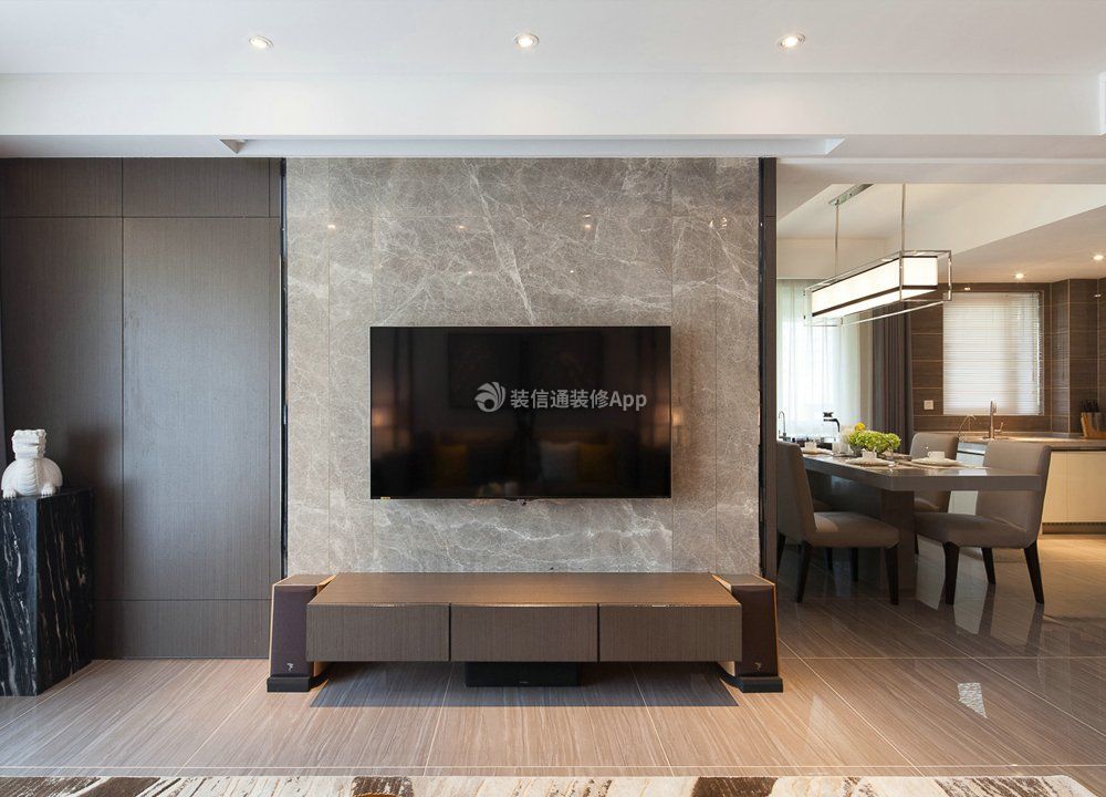 北大资源博雅97平欧式风格客厅电视墙设计图片