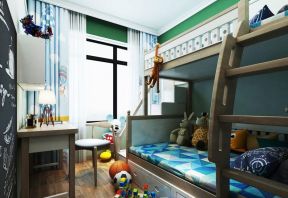 学苑小区三居115平北欧风格儿童房高低床效果图片