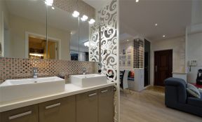 保利香雪102平现代风格家庭独立洗手台设计图片
