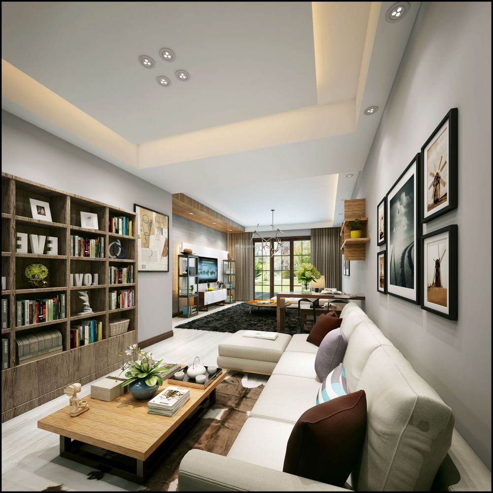 中南二号173平米四居室现代风格客厅装修设计效果图