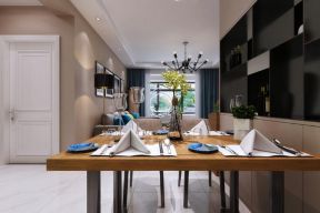 悦美国际127平米三居室现代简约风格餐厅餐桌装修设计效果图