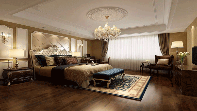 汇景阁150平欧式风格卧室装修效果图