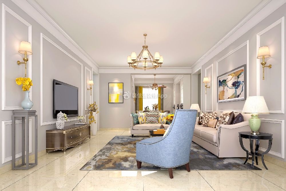 美式客厅设计图 美式客厅装饰图 美式客厅装修 