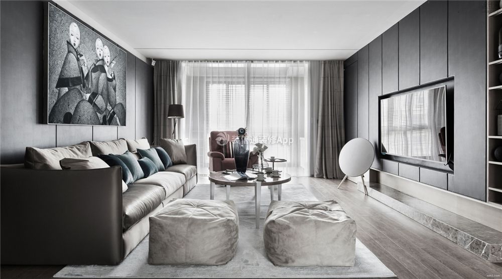  现代简约客厅装饰图  现代简约客厅沙发装修效果图