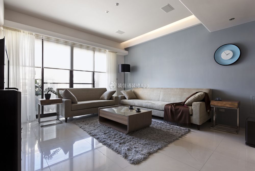 滨江一号108㎡现代风格客厅沙发装修效果图