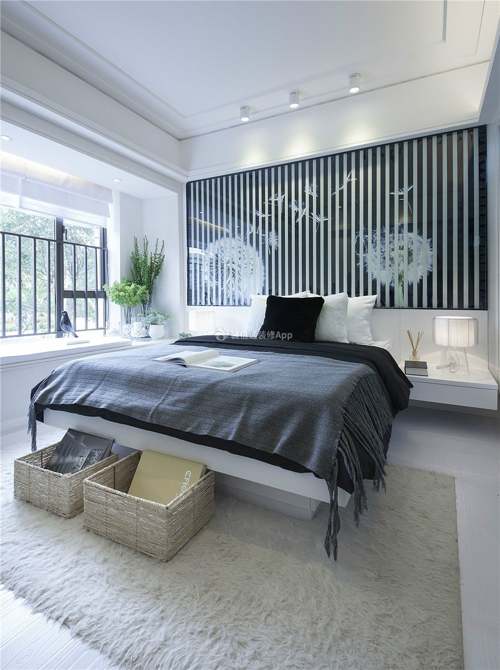 非凡领域88㎡现代简约卧室床头装修效果图