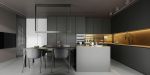 东成凯亚国际160平极简风格开放式厨房餐厅装修效果图