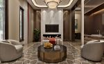 香樟园1200平方新中式别墅客厅壁炉设计效果图片