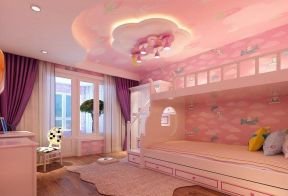 城南丽景三居145平美式风格粉色儿童房效果图片