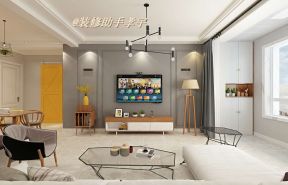 万浦小镇120平米三居室北欧风格电视背景墙装修设计效果图