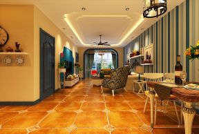 正黄·翡翠湾地中海140平三居室客厅装修案例