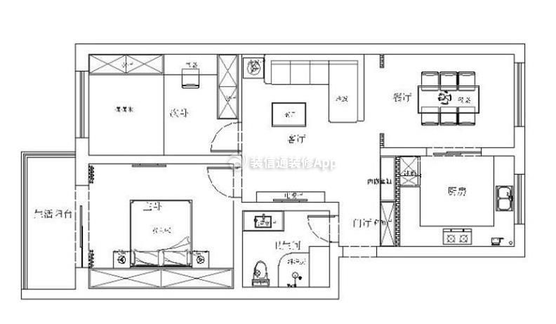 翰林名苑兩居80平現(xiàn)代風(fēng)格戶型設(shè)計(jì)圖