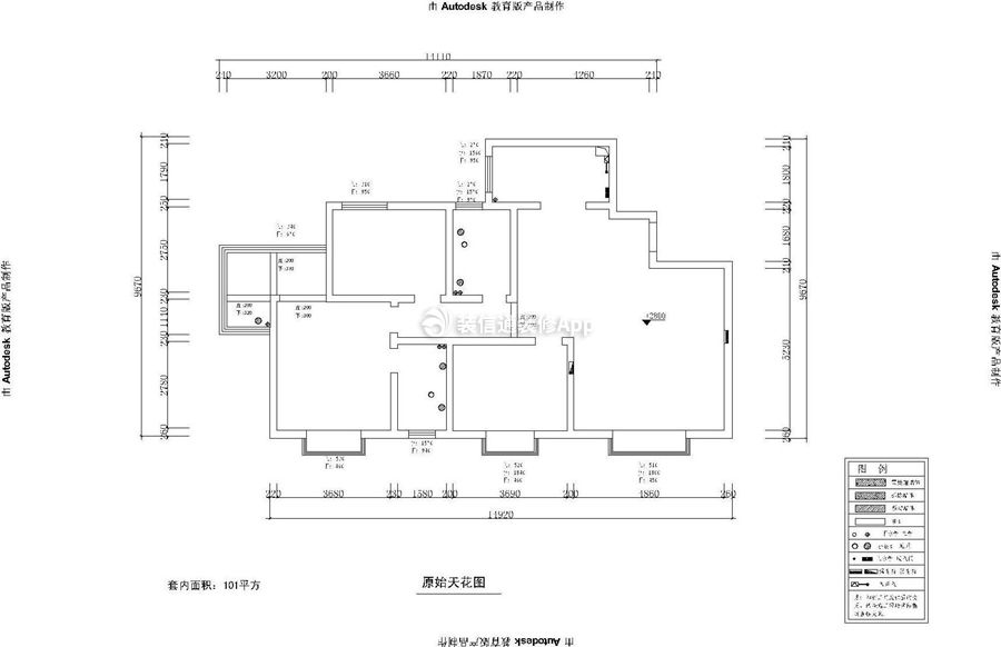 綠地生態(tài)城130平米三居室簡(jiǎn)歐風(fēng)格平面圖