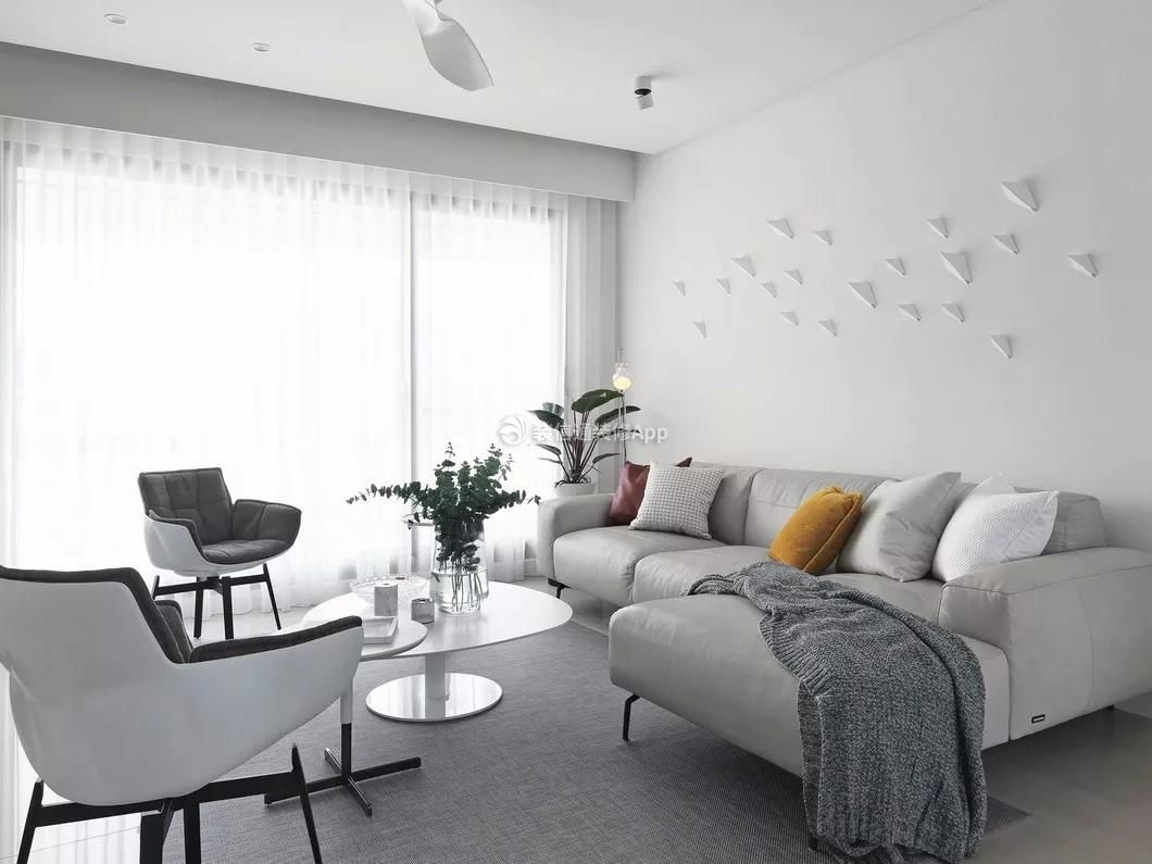 110平现代风格客厅白色沙发装修设计效果图