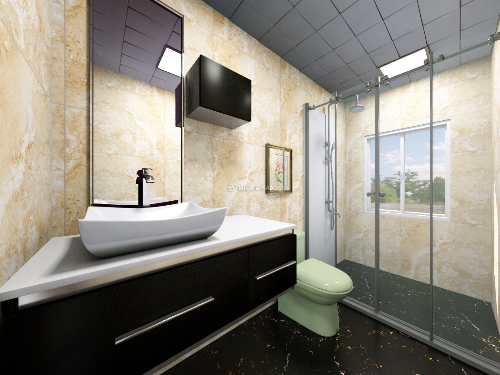 中式风格108平米三居室卫生间装修效果图片大全
