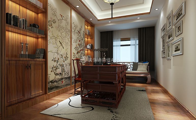 中式风格210平四居室书房装修效果图片大全