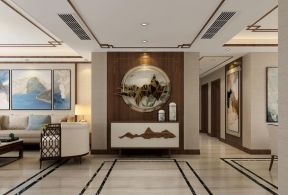 金域国际四居185平新中式风格门厅实木柜设计图