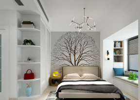 星河银湖谷100平米现代简约风格卧室飘窗设计图