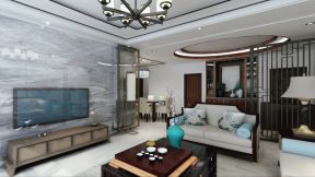  新中式电视墙装饰图片 新中式客厅装潢效果图
