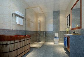 御景山480平别墅新中式风格卫生间玻璃淋浴房设计图