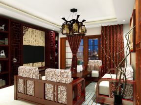 中式风格84平两居室客厅装修效果图片大全